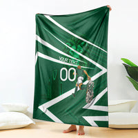 Personalized Saudi Arabia Football Blanket Green Lion Run of Champions