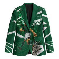 Personalized Saudi Arabia Football Blazer Green Lion Run of Champions