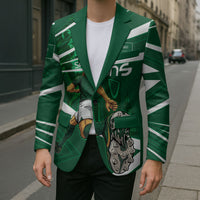 Personalized Saudi Arabia Football Blazer Green Lion Run of Champions