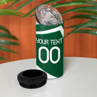 Personalized Saudi Arabia Football 4 in 1 Can Cooler Tumbler Green Lion Run of Champions