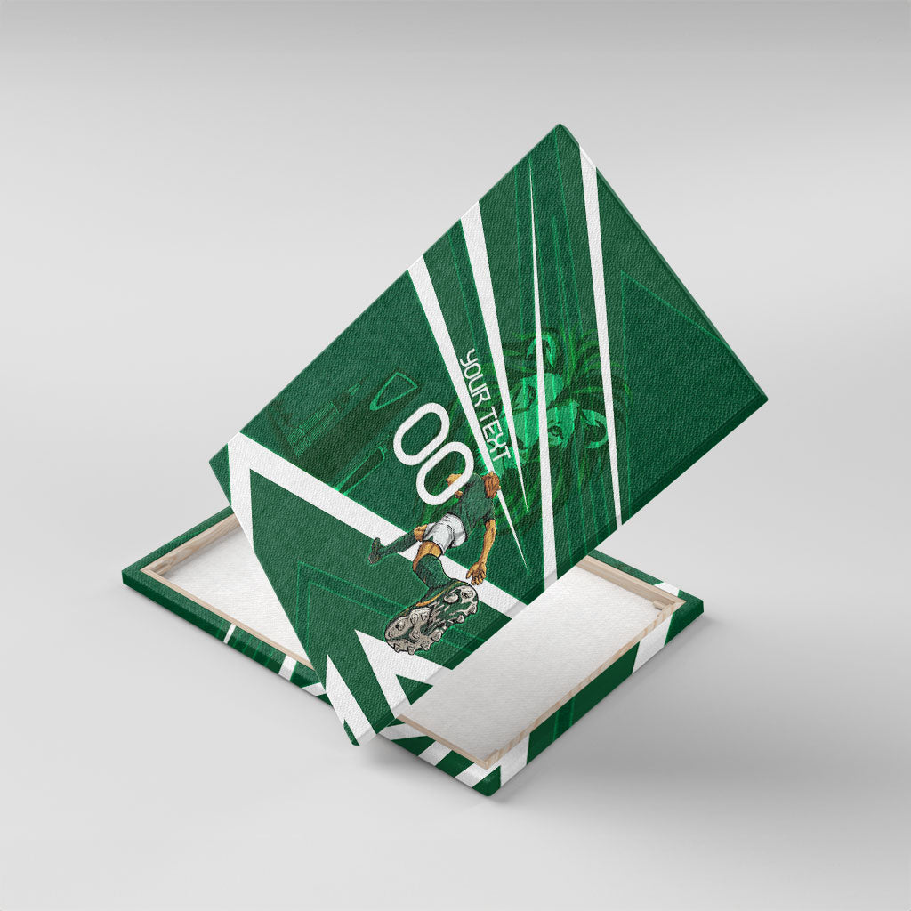Personalized Saudi Arabia Football Canvas Wall Art Green Lion Run of Champions
