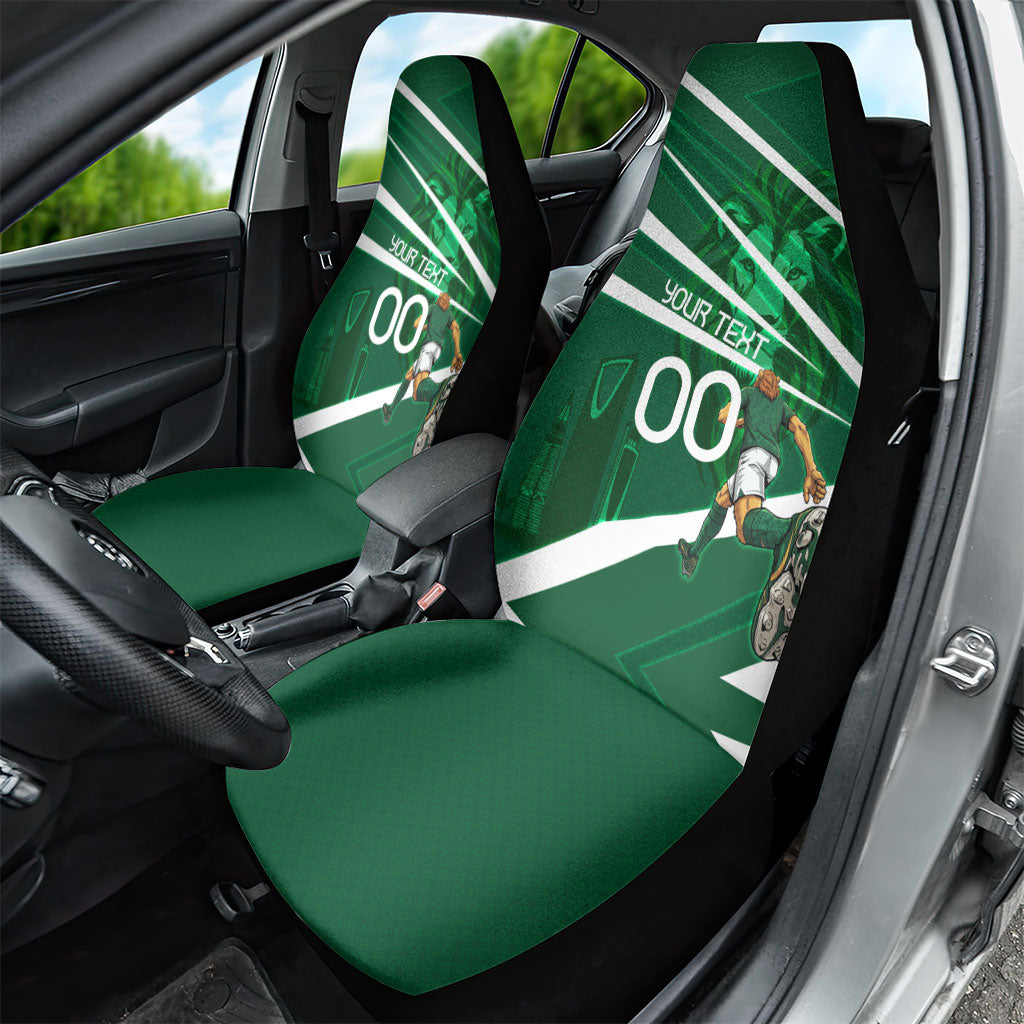 Personalized Saudi Arabia Football Car Seat Cover Green Lion Run of Champions