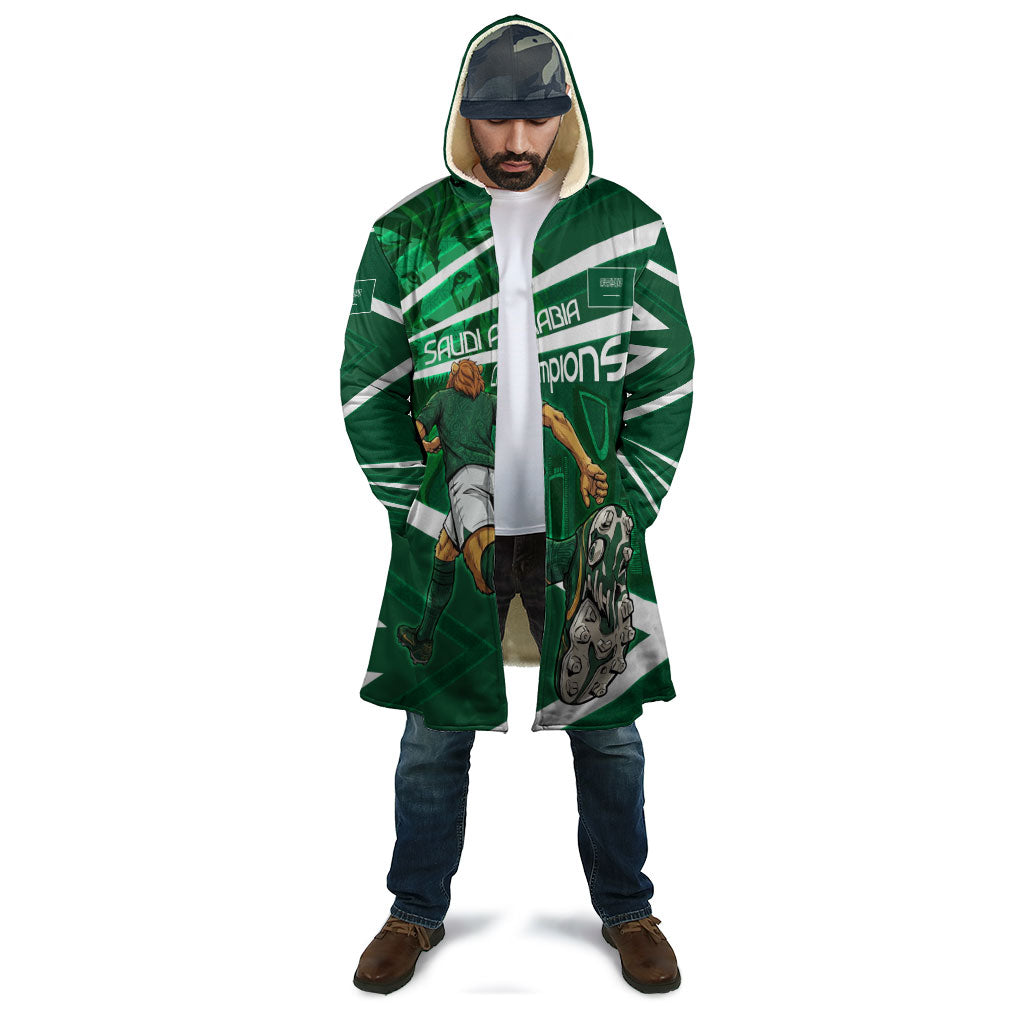 Personalized Saudi Arabia Football Cloak Green Lion Run of Champions