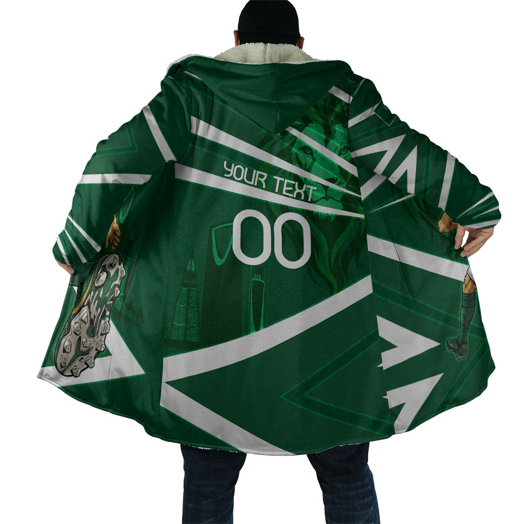 Personalized Saudi Arabia Football Cloak Green Lion Run of Champions