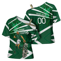 Personalized Saudi Arabia Football Cross Shoulder Shirt Green Lion Run of Champions