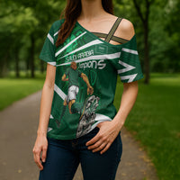 Personalized Saudi Arabia Football Cross Shoulder Shirt Green Lion Run of Champions