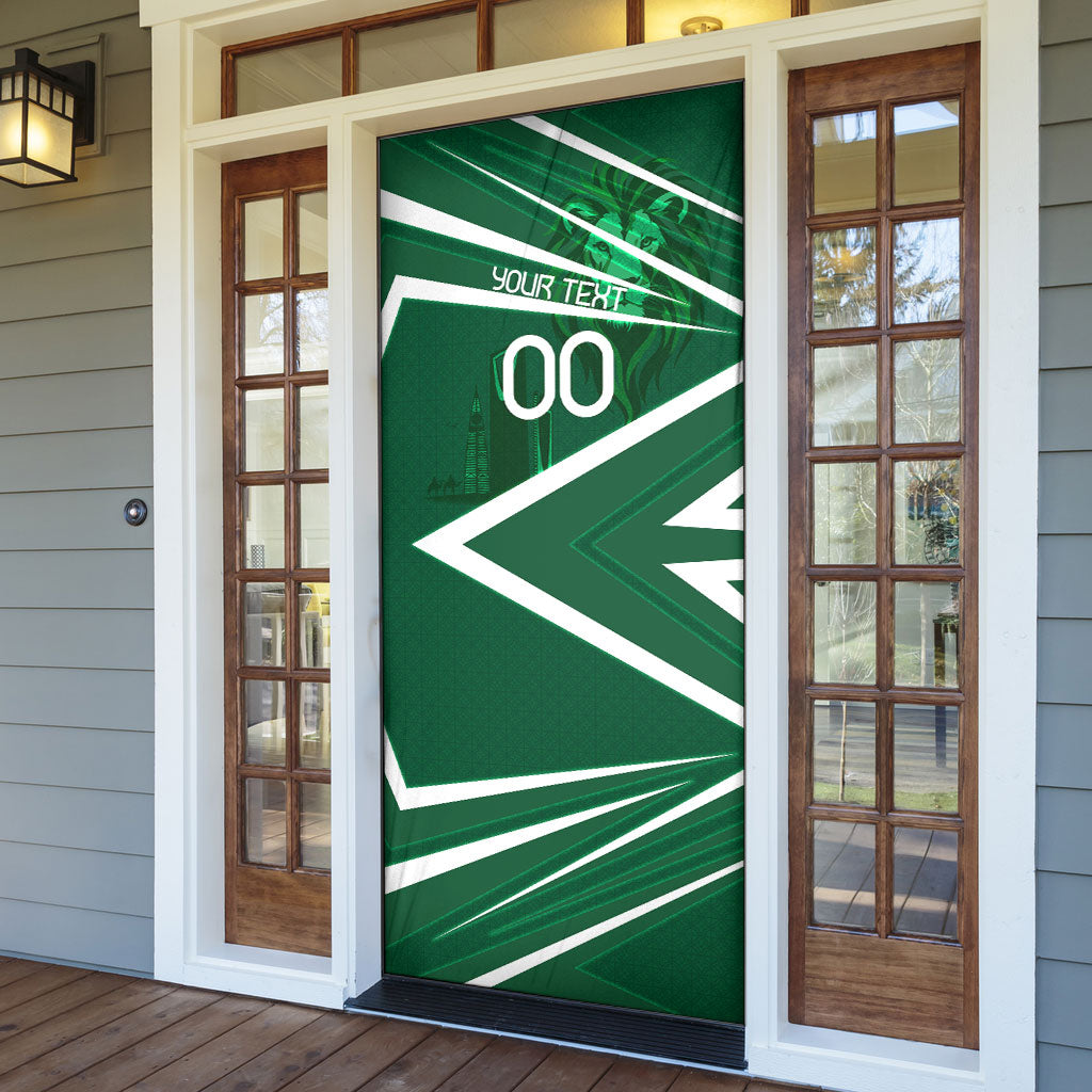 Personalized Saudi Arabia Football Door Cover Green Lion Run of Champions