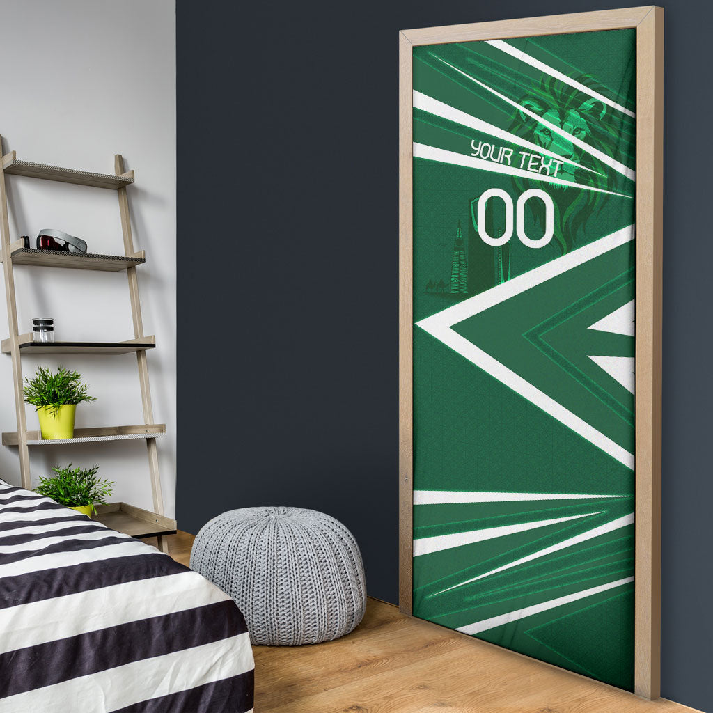 Personalized Saudi Arabia Football Door Cover Green Lion Run of Champions