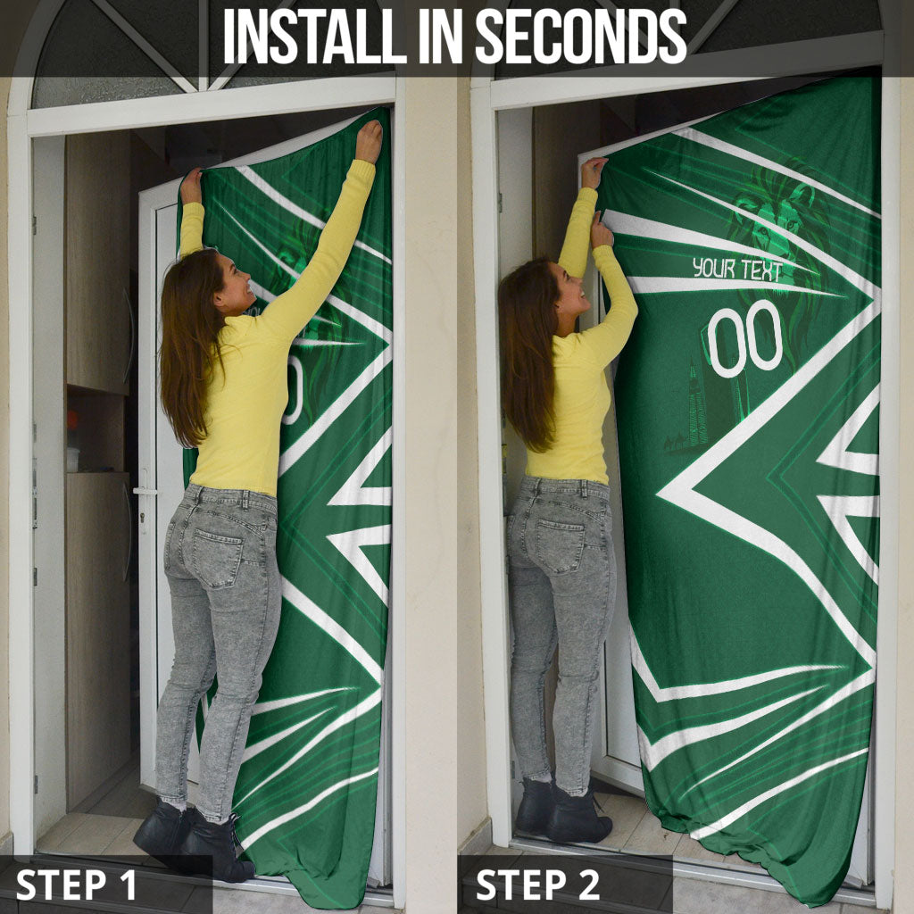 Personalized Saudi Arabia Football Door Cover Green Lion Run of Champions