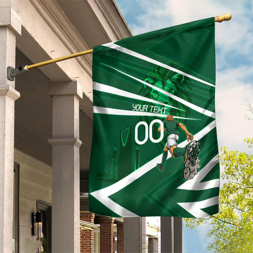 Personalized Saudi Arabia Football Garden Flag Green Lion Run of Champions