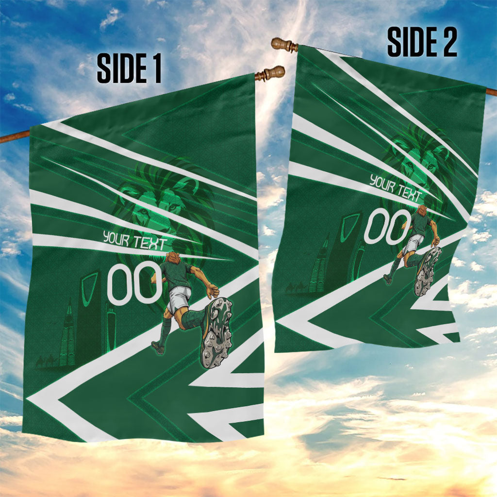 Personalized Saudi Arabia Football Garden Flag Green Lion Run of Champions
