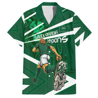 Personalized Saudi Arabia Football Hawaiian Shirt Green Lion Run of Champions