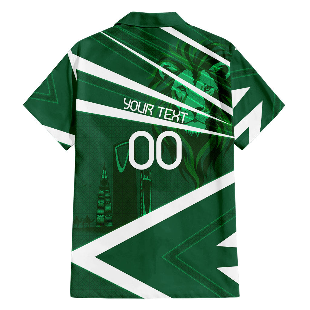 Personalized Saudi Arabia Football Hawaiian Shirt Green Lion Run of Champions