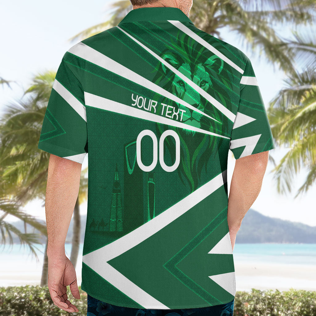 Personalized Saudi Arabia Football Hawaiian Shirt Green Lion Run of Champions