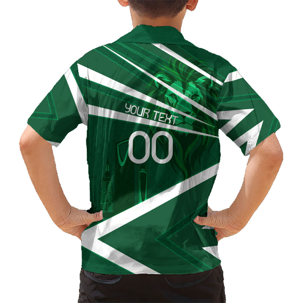Personalized Saudi Arabia Football Hawaiian Shirt Green Lion Run of Champions