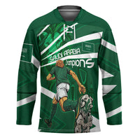 Personalized Saudi Arabia Football Hockey Jersey Green Lion Run of Champions