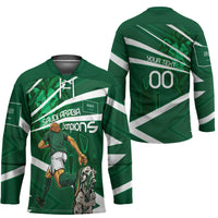 Personalized Saudi Arabia Football Hockey Jersey Green Lion Run of Champions