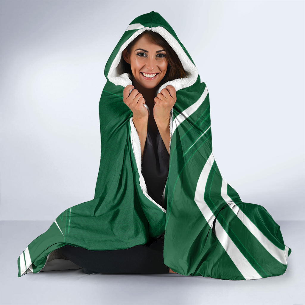 Personalized Saudi Arabia Football Hooded Blanket Green Lion Run of Champions