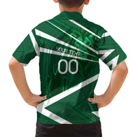 Personalized Saudi Arabia Football Kid Hawaiian Shirt Green Lion Run of Champions