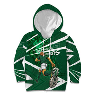 Personalized Saudi Arabia Football Kid Hoodie Green Lion Run of Champions