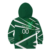 Personalized Saudi Arabia Football Kid Hoodie Green Lion Run of Champions