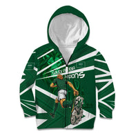 Personalized Saudi Arabia Football Kid Hoodie Green Lion Run of Champions