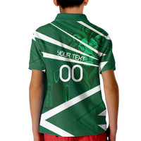 Personalized Saudi Arabia Football Kid Polo Shirt Green Lion Run of Champions