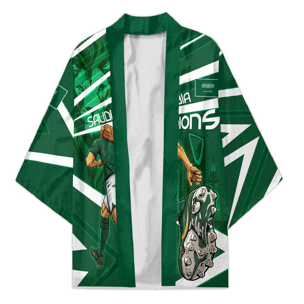 Personalized Saudi Arabia Football Kimono Green Lion Run of Champions