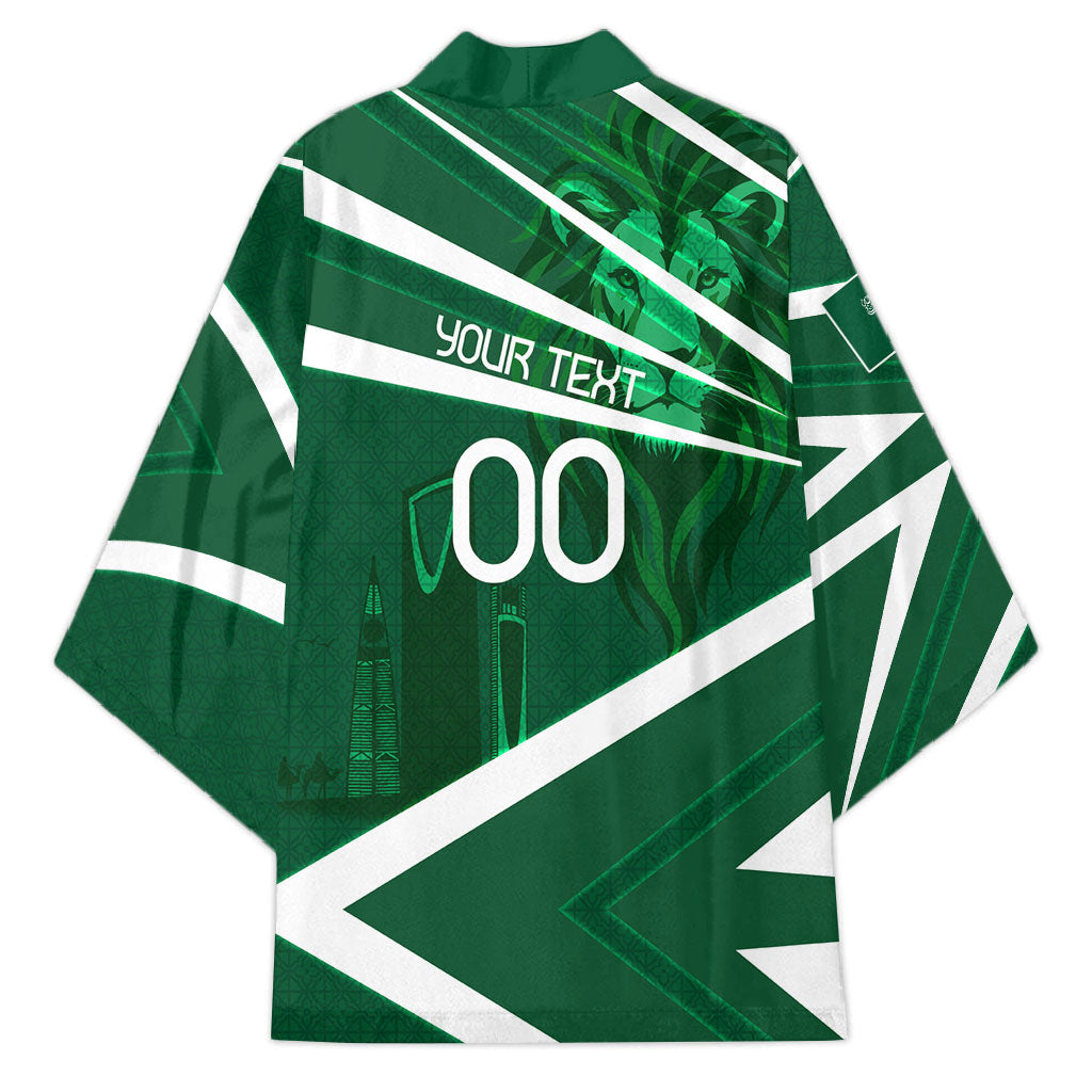 Personalized Saudi Arabia Football Kimono Green Lion Run of Champions