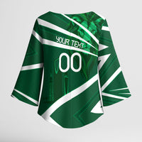 Personalized Saudi Arabia Football Kimono Sleeve Blouse Green Lion Run of Champions