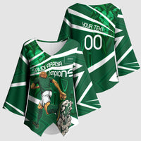 Personalized Saudi Arabia Football Kimono Sleeve Blouse Green Lion Run of Champions