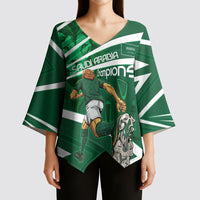 Personalized Saudi Arabia Football Kimono Sleeve Blouse Green Lion Run of Champions