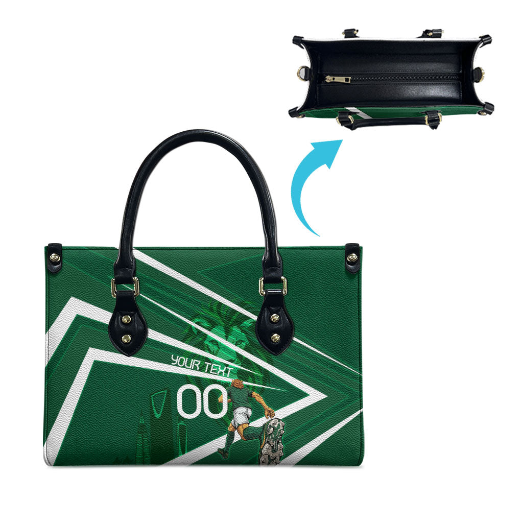 Personalized Saudi Arabia Football Leather Bag Green Lion Run of Champions