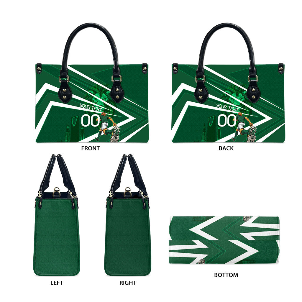 Personalized Saudi Arabia Football Leather Bag Green Lion Run of Champions