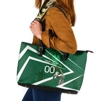 Personalized Saudi Arabia Football Leather Tote Bag Green Lion Run of Champions
