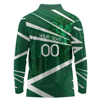 Personalized Saudi Arabia Football Long Sleeve Polo Shirt Green Lion Run of Champions