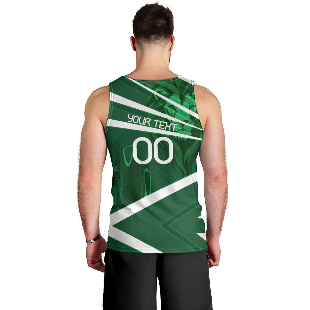 Personalized Saudi Arabia Football Men Tank Top Green Lion Run of Champions