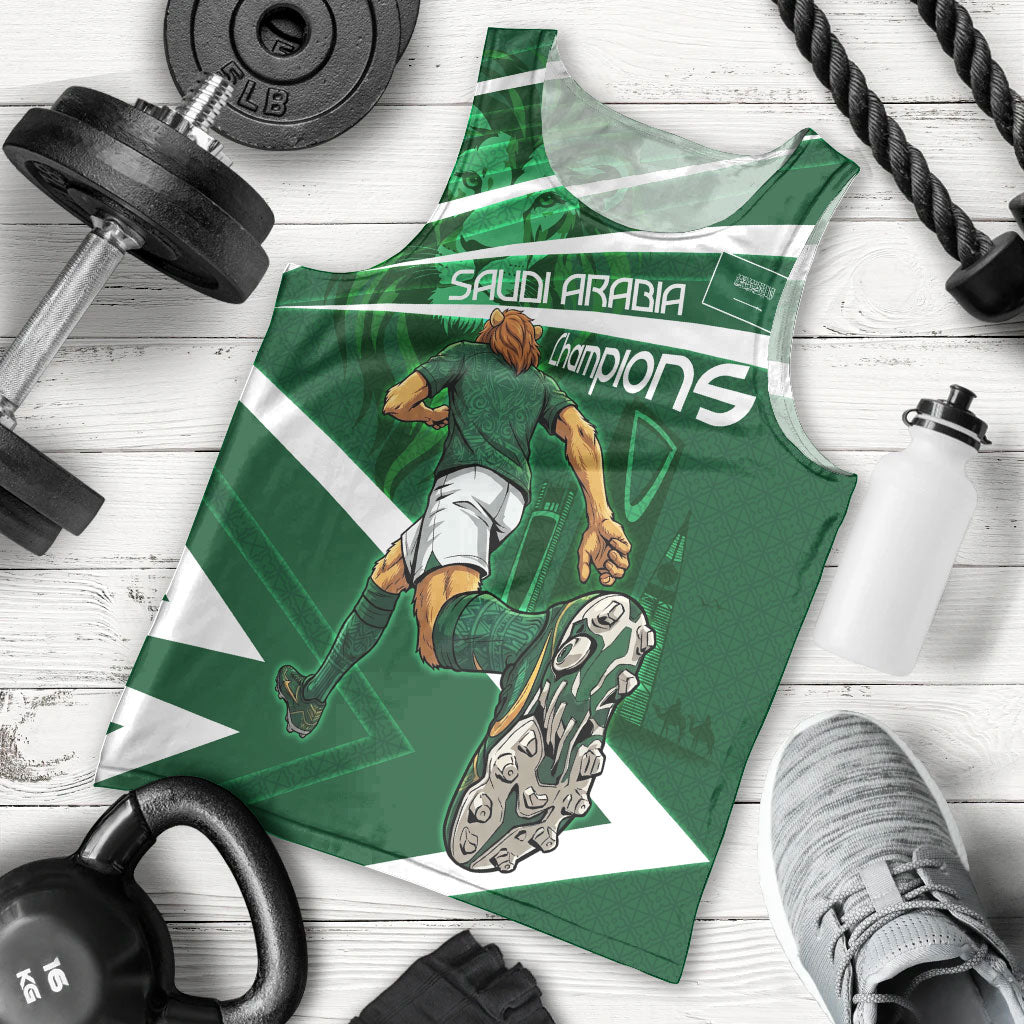Personalized Saudi Arabia Football Men Tank Top Green Lion Run of Champions