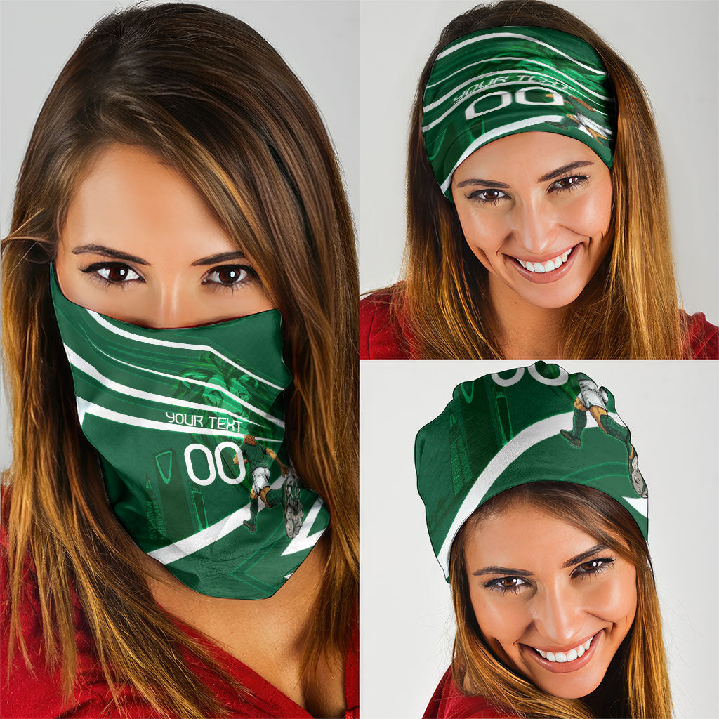 Personalized Saudi Arabia Football Neck Gaiter Green Lion Run of Champions