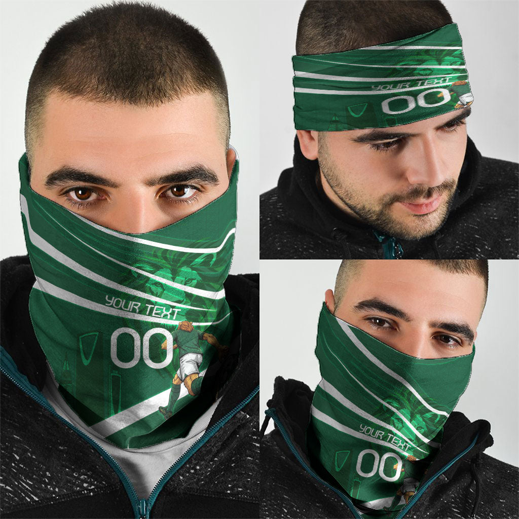 Personalized Saudi Arabia Football Neck Gaiter Green Lion Run of Champions