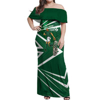 Personalized Saudi Arabia Football Off Shoulder Maxi Dress Green Lion Run of Champions