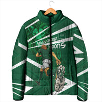 Personalized Saudi Arabia Football Padded Jacket Green Lion Run of Champions