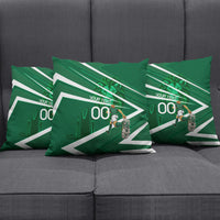 Personalized Saudi Arabia Football Pillow Cover Green Lion Run of Champions