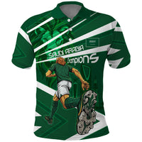 Personalized Saudi Arabia Football Polo Shirt Green Lion Run of Champions