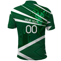 Personalized Saudi Arabia Football Polo Shirt Green Lion Run of Champions