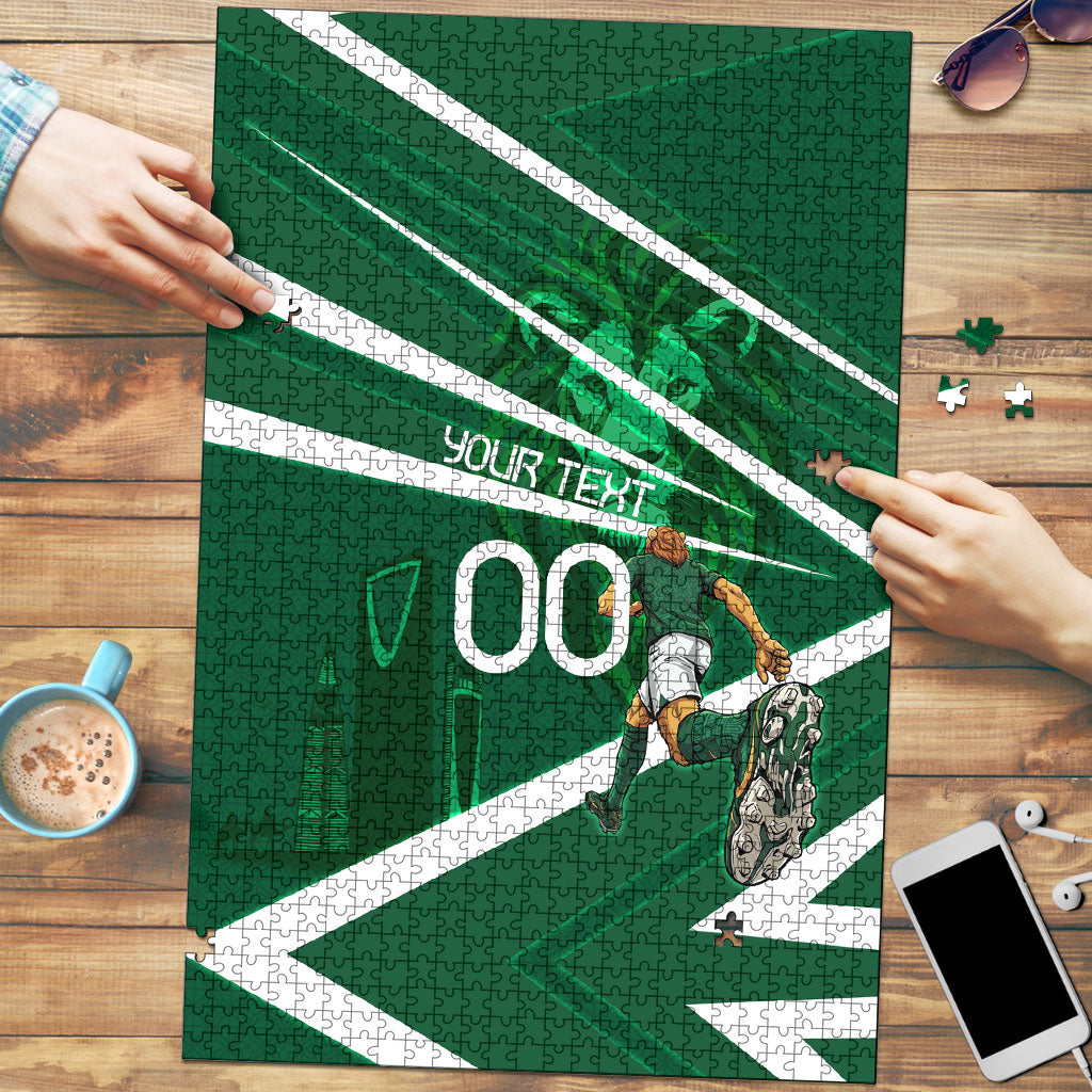 Personalized Saudi Arabia Football Puzzle Green Lion Run of Champions