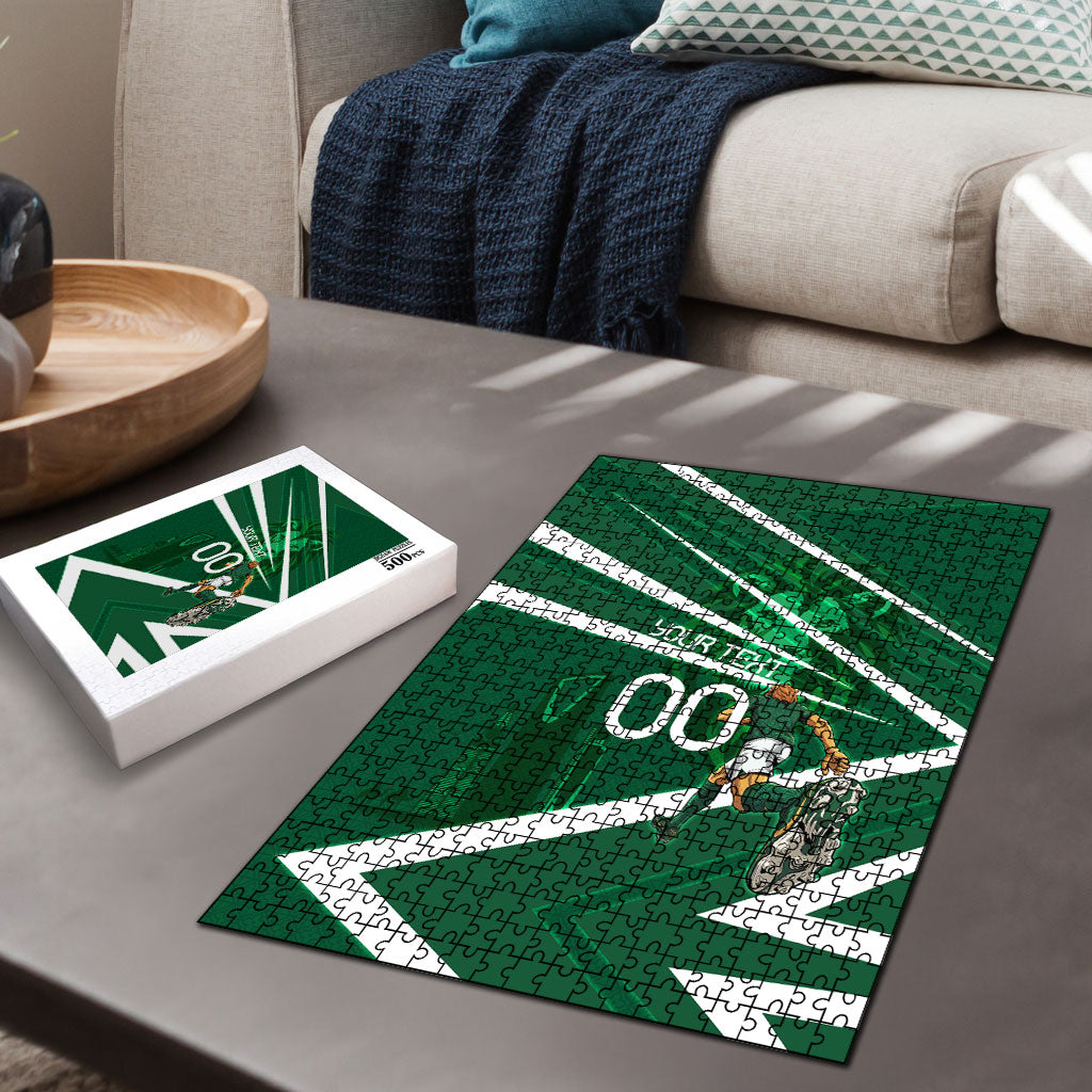 Personalized Saudi Arabia Football Puzzle Green Lion Run of Champions