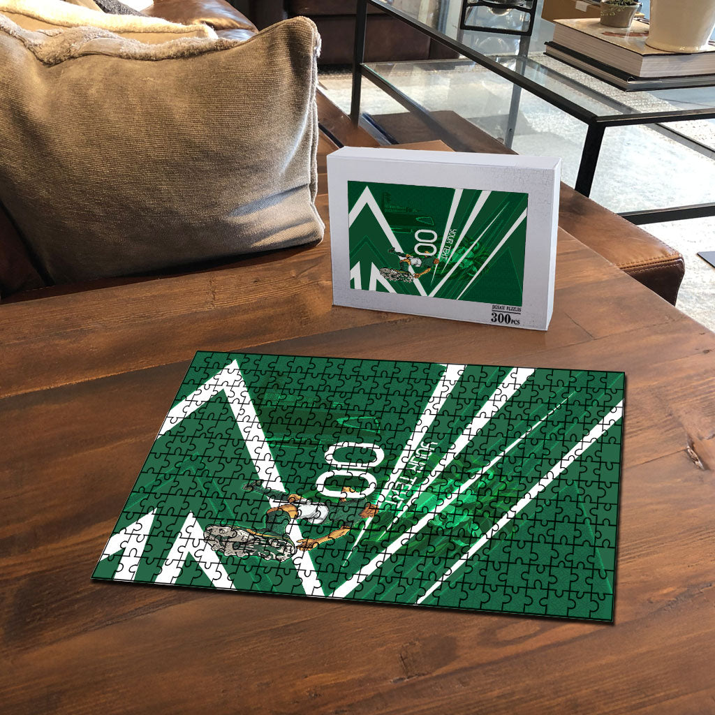 Personalized Saudi Arabia Football Puzzle Green Lion Run of Champions