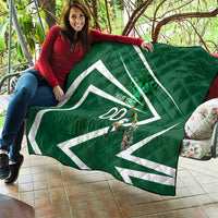 Personalized Saudi Arabia Football Quilt Green Lion Run of Champions