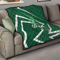 Personalized Saudi Arabia Football Quilt Green Lion Run of Champions